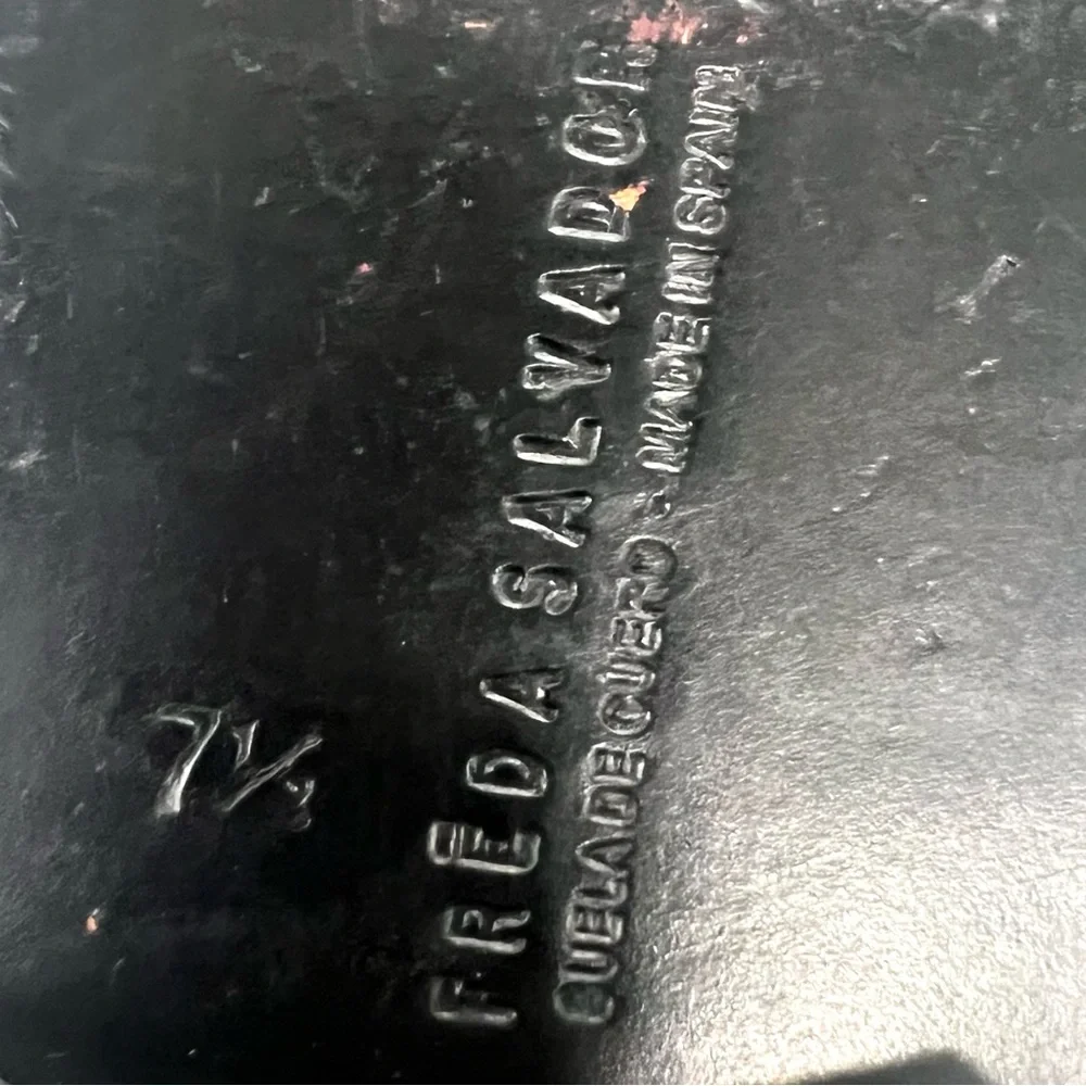 Freda Salvador Black Leather Croc Embossed D'Orsay Slip On Loafer Flat Women 7.5 - Picture 13 of 15